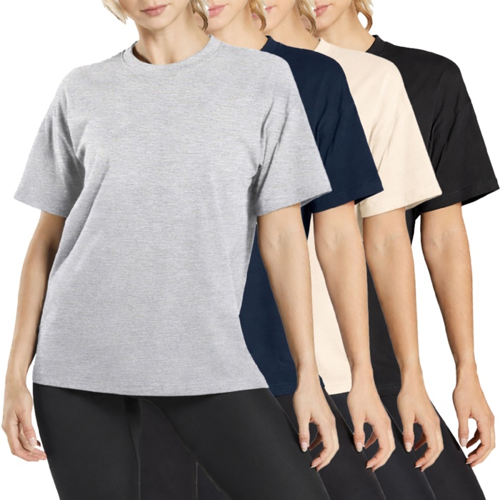 Women's 4-Pack Casual Crew Neck T-Shirt Tee (S-3XL)